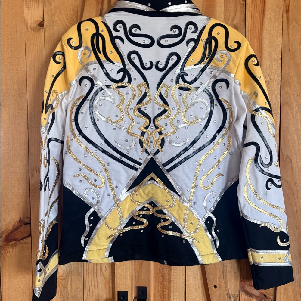 Stylish Women's Black and Yellow Embellished Jacket rodeo queens/horse shows - Picture 2 of 3